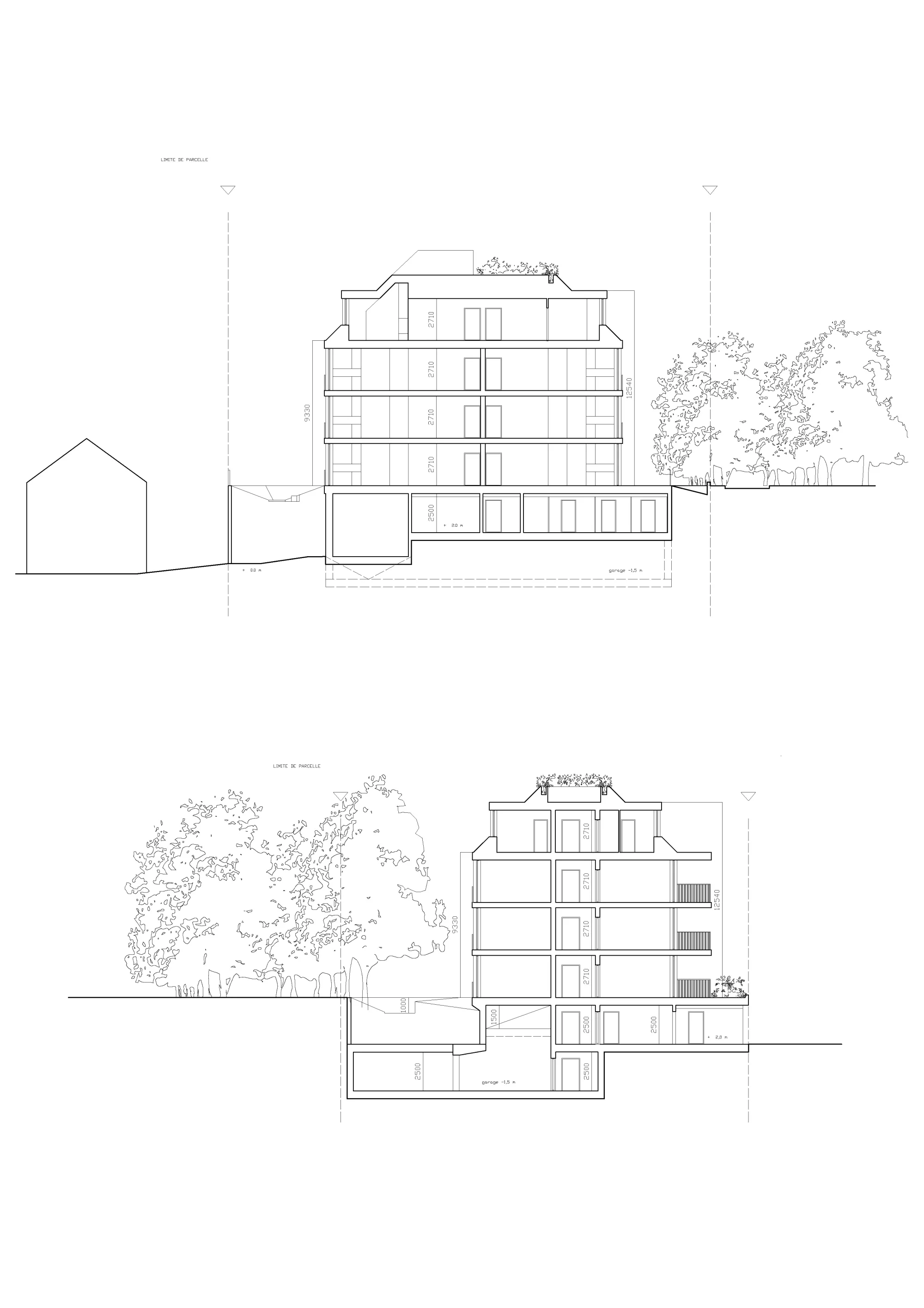 Sections Philippe Meyer Architecte - Villa urbaine