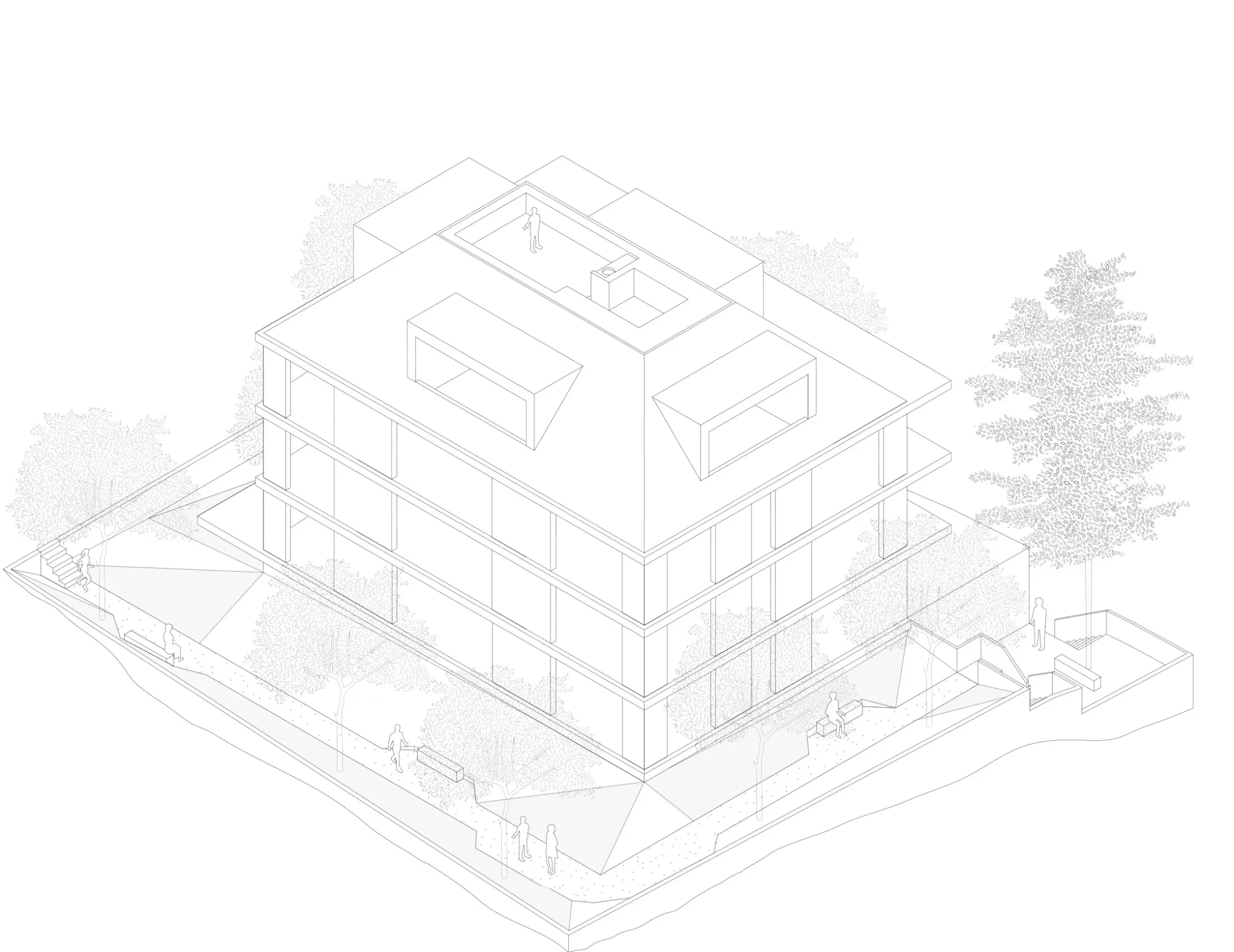 Axonometry Philippe Meyer Architecte - Villa urbaine