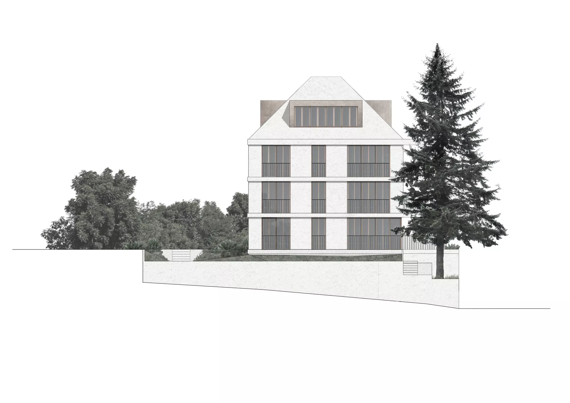 South west facade Philippe Meyer Architecte - Villa urbaine