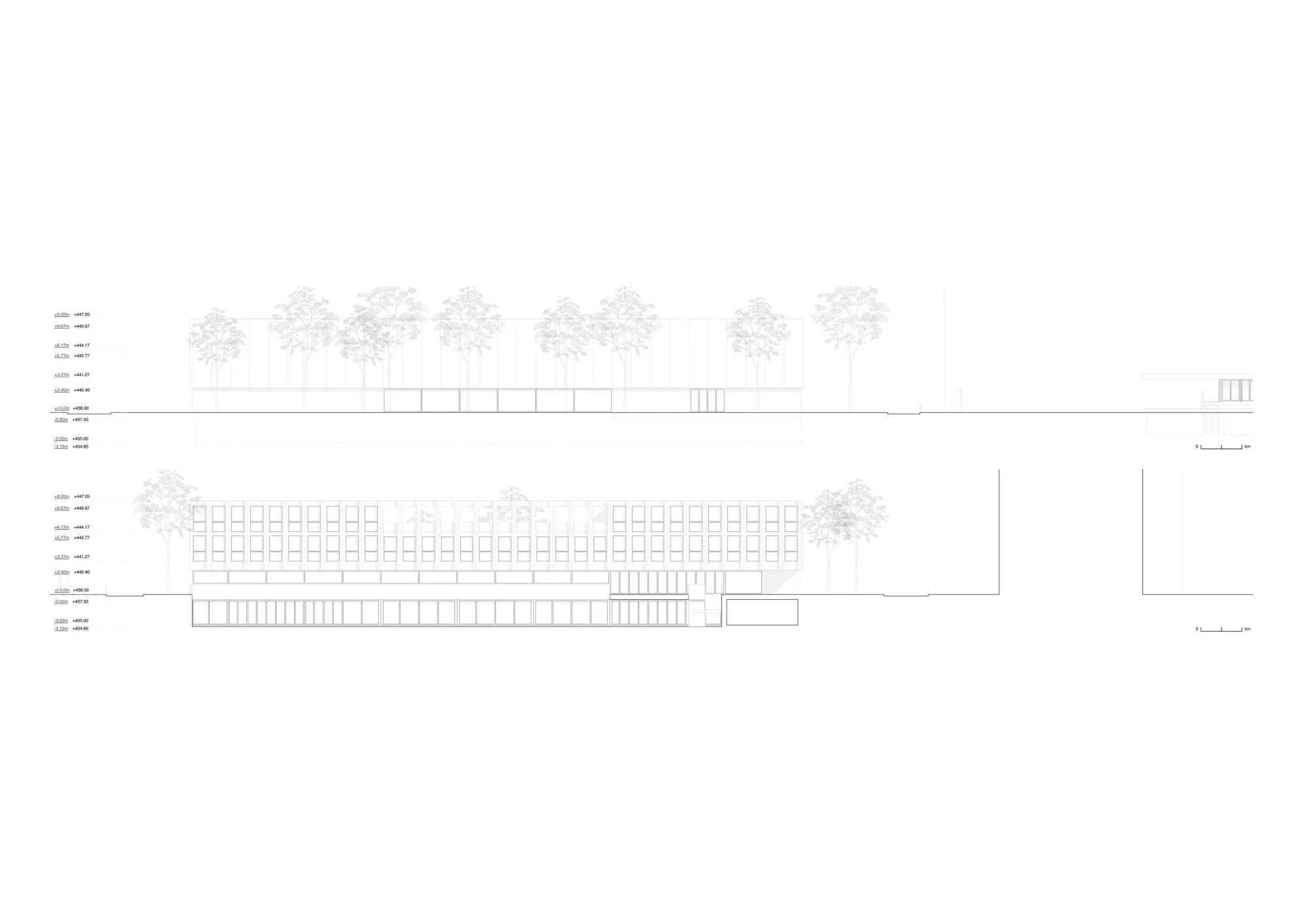 North-east and south-west elevations Philippe Meyer Architecte - Complexe scolaire