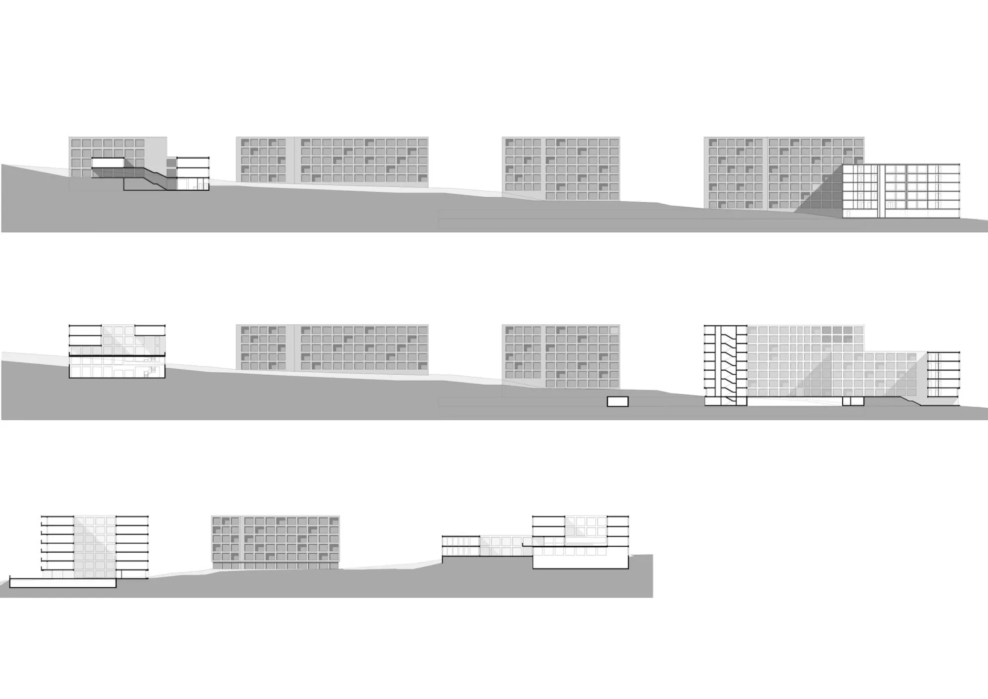 Sections and facades Philippe Meyer Architecte - Logements collectifs
