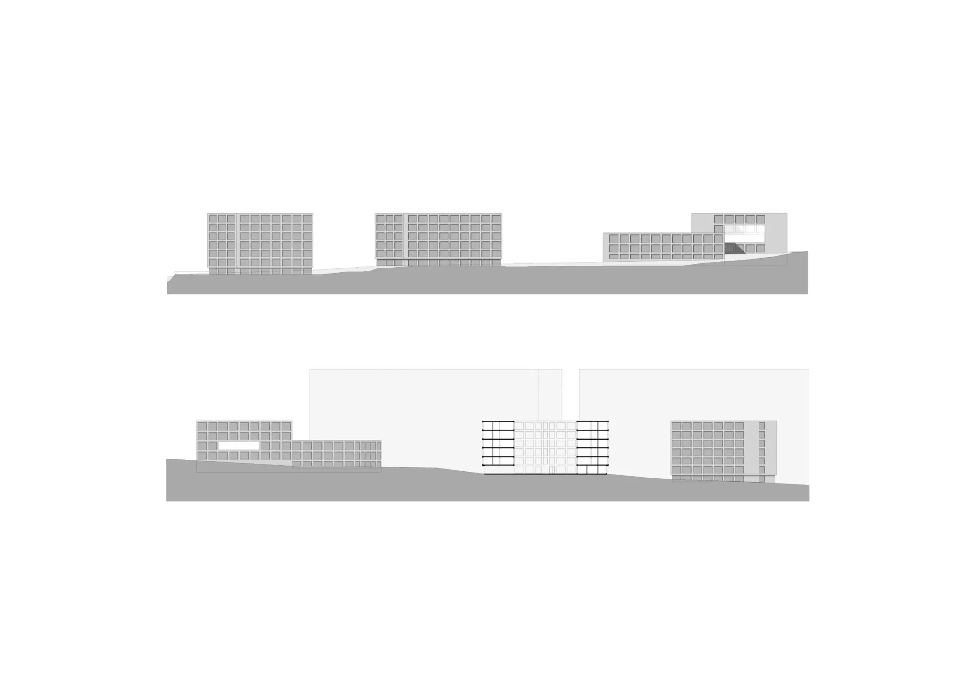 Sections and facades Philippe Meyer Architecte - Logements collectifs