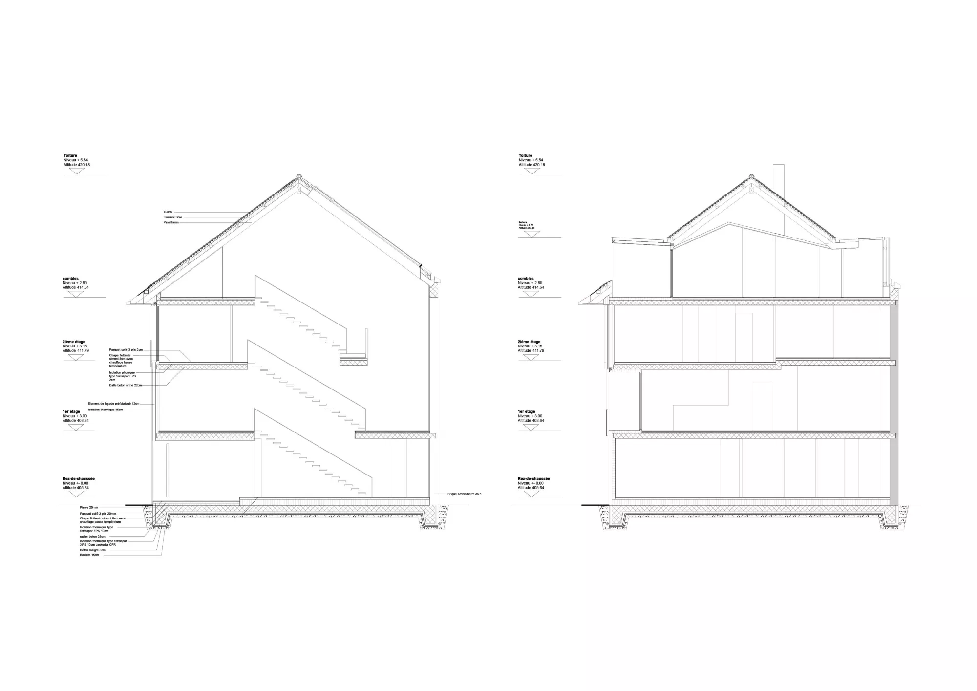 Sections Philippe Meyer Architecte - Une maison de ville