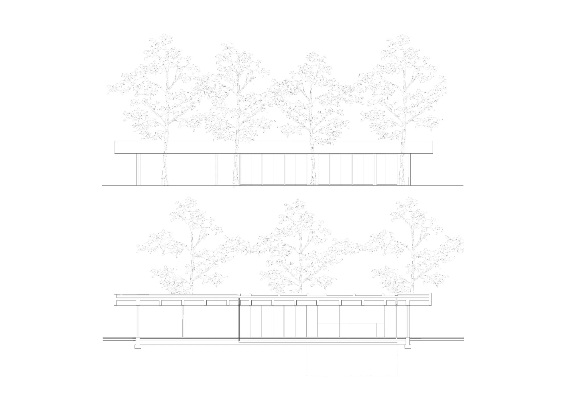 Elevation and section Philippe Meyer Architecte - Pavillon pour un parc