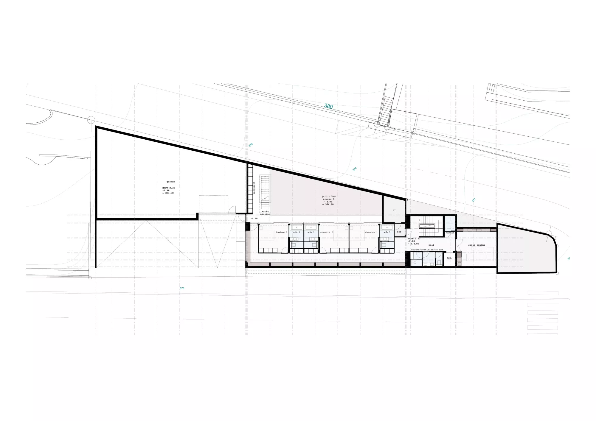 Basement plan Philippe Meyer Architecte - Le pavillon du Lac